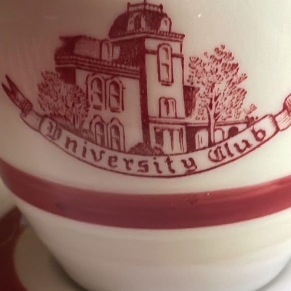 ANTIQUE “ UNIVERSITY CLUB “ HEAVY FOOD SERVICE GRADE TEACUP AND SAUCER - Picture 2 of 11